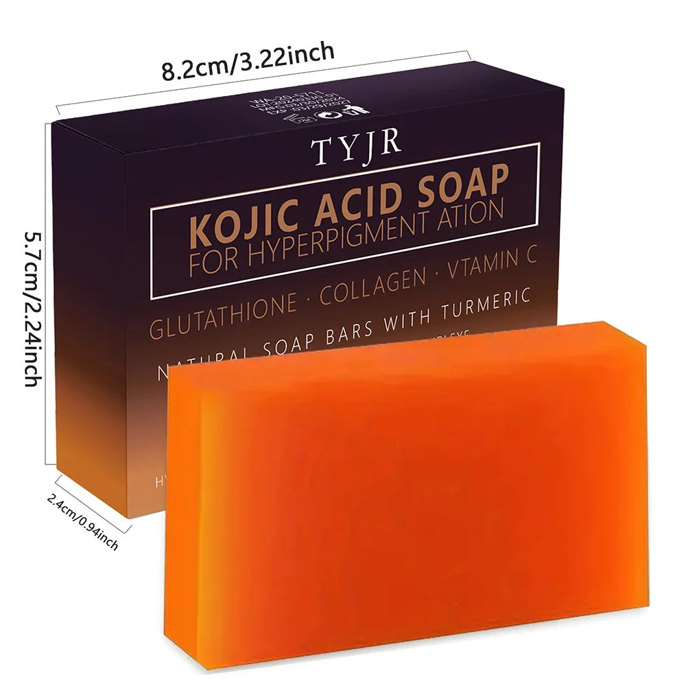 Pure Kojic Acid Skin Brightening Soap,100g Soap Bar for Deep Facial & Body Skin Cleaning with A Foaming Net, Face and Body Bar for Skin Moisturizing, Improve Uneven Skin Tone, Gently Healing Acnes