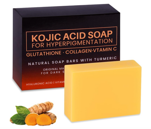 Pure Kojic Acid Skin Brightening Soap,100g Soap Bar for Deep Facial & Body Skin Cleaning with A Foaming Net, Face and Body Bar for Skin Moisturizing, Improve Uneven Skin Tone, Gently Healing Acnes